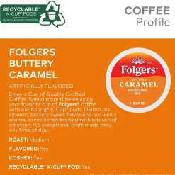 Folgers Buttery Caramel Coffee, Medium Roast, 0.31 oz. Keurig® K-Cup® Pods, 24/Box (6680)