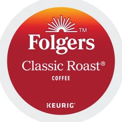 Folgers Classic Roast Coffee Keurig® K-Cup® Pods, Medium Roast, 96/Carton (204496)