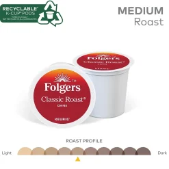 Folgers Classic Roast Coffee Keurig® K-Cup® Pods, Medium Roast, 96/Carton (204496)