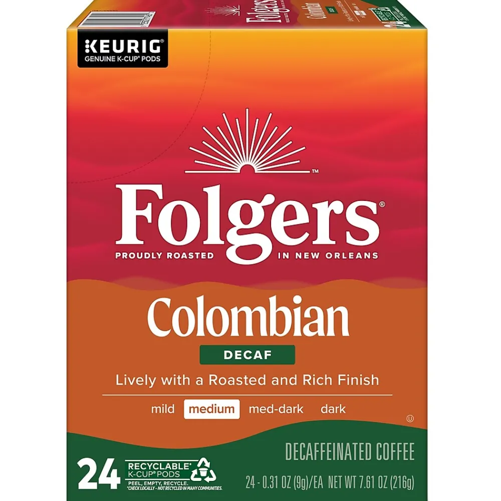Folgers Colombian Decaf Coffee Keurig® K-Cup® Pods, Medium Roast, 24/Box (5000053359)