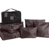 6-Piece Fabric Travel Pouch Set, Water Resistant, Espresso (27105-ESPRESSO)<G Force New