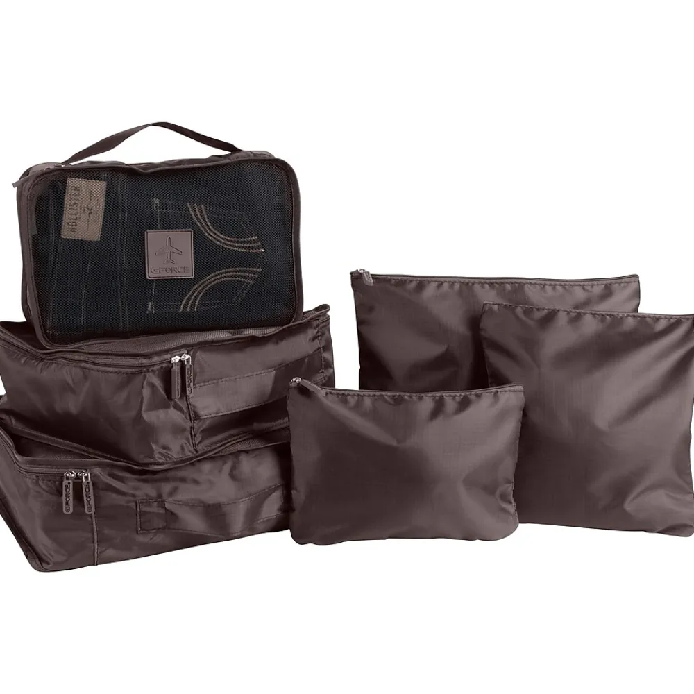 6-Piece Fabric Travel Pouch Set, Water Resistant, Espresso (27105-ESPRESSO)<G Force New
