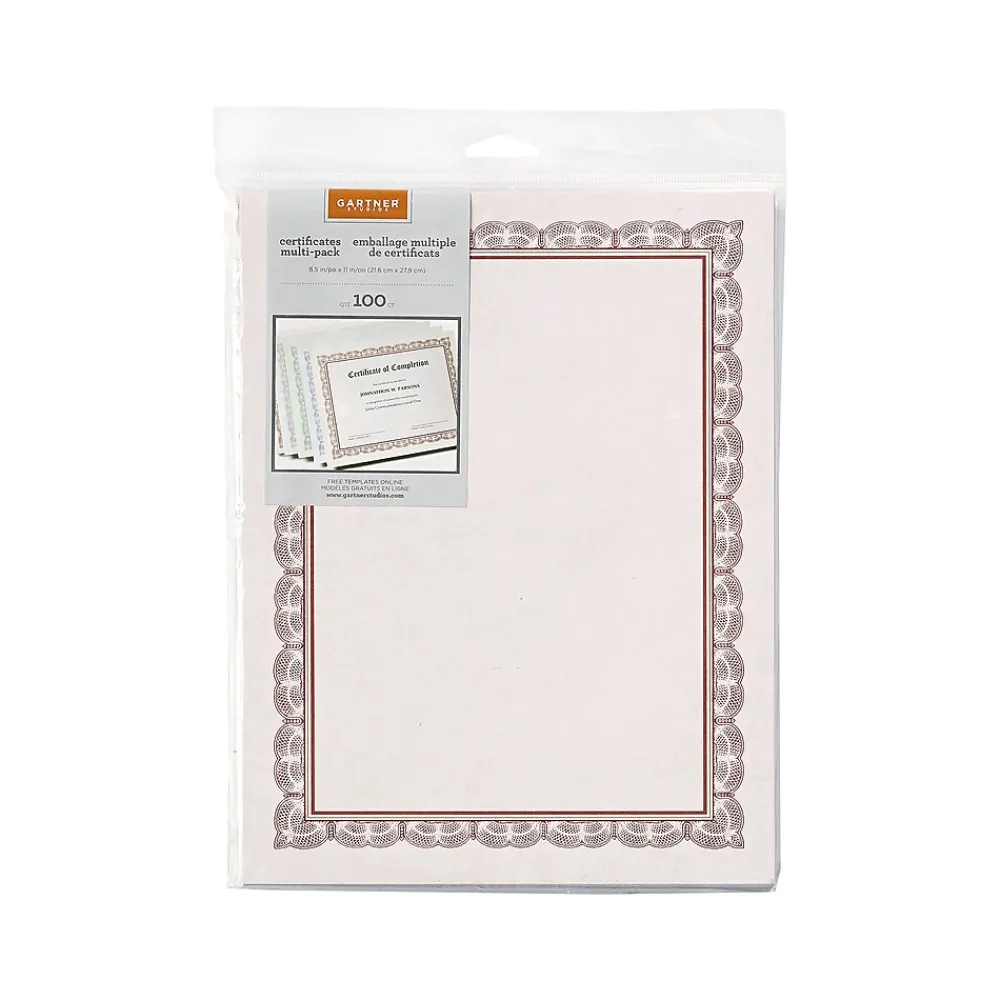 Awards & Certificates*Gartner Studios Variety Pack Certificates, 8.5" x 11", Assorted Colors, 100/Pack (35741)
