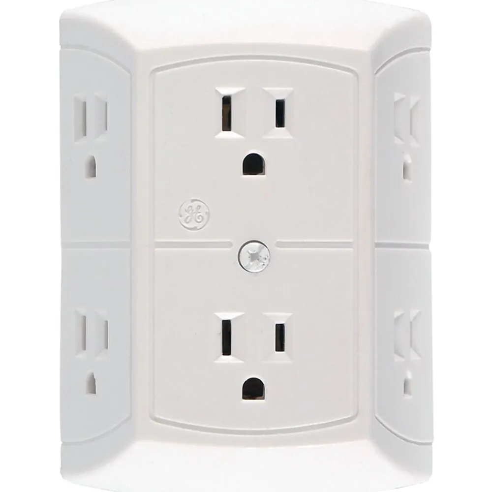 GE 15 Amp 6 Outlet In-wall Adapter, White (JASHEP50759)