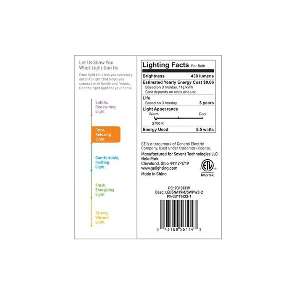 GE 5.5 Watt Soft White LED neral-Purpose Bulb, 2/Pack (93131319)
