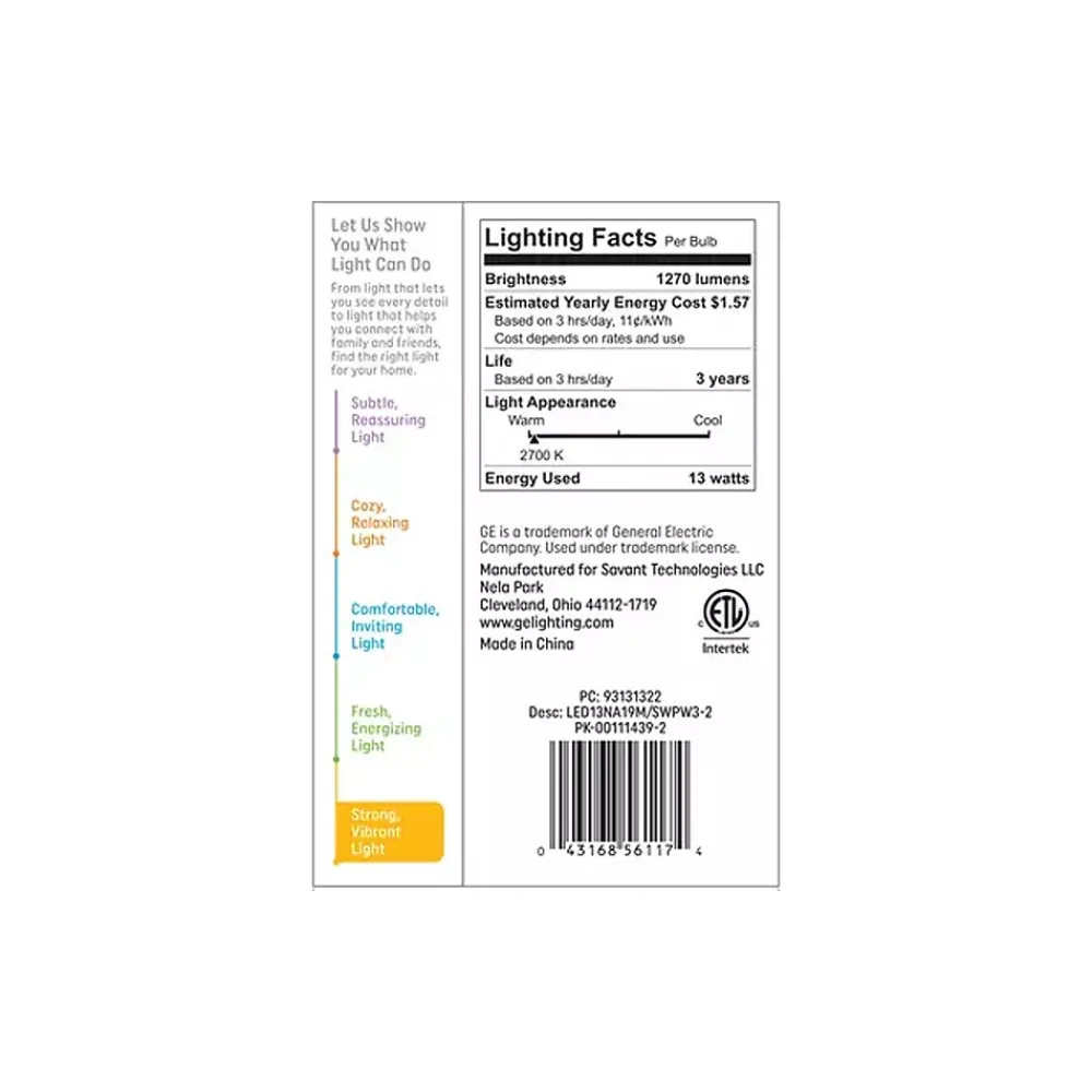 GE Basic 13 Watt Soft White LED neral-Purpose Bulb, 2/Pack (93131322)