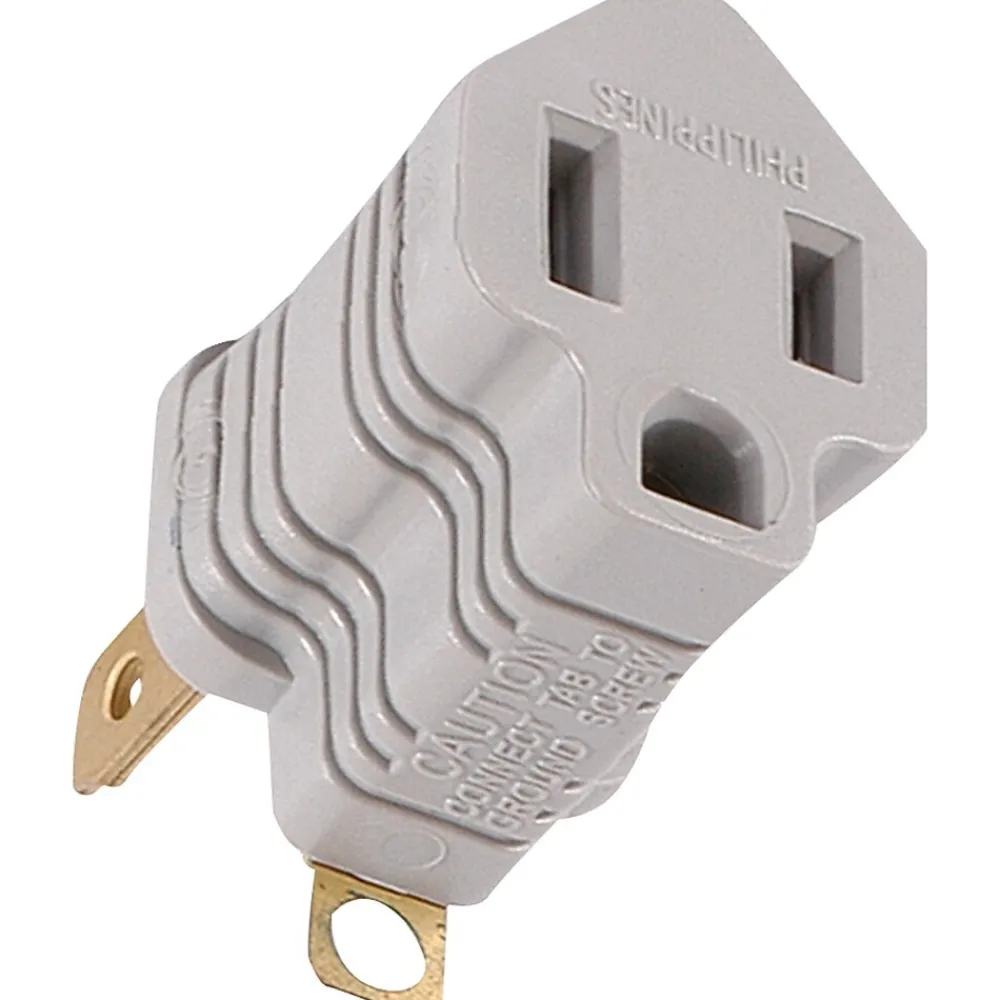 GE Polarized Grounding Adapter Plug, Gray