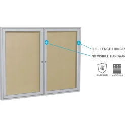Bulletin*Ghent 4' H x 6' W Enclosed Vinyl Bulletin Board with Satin Frame, 3 Door (PA34872VX-181)