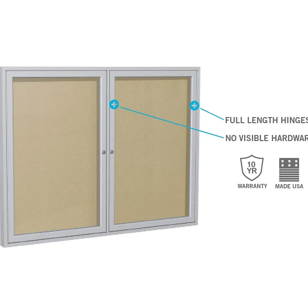 Bulletin*Ghent 4' H x 6' W Enclosed Vinyl Bulletin Board with Satin Frame, 3 Door (PA34872VX-181)