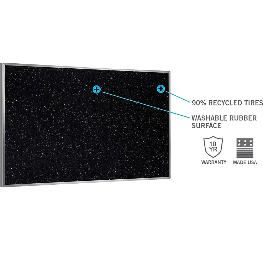 Bulletin*Ghent 3' H x 4' W Recycled Bulletin Board with Aluminum Frame, Confetti (ATR34-CF)