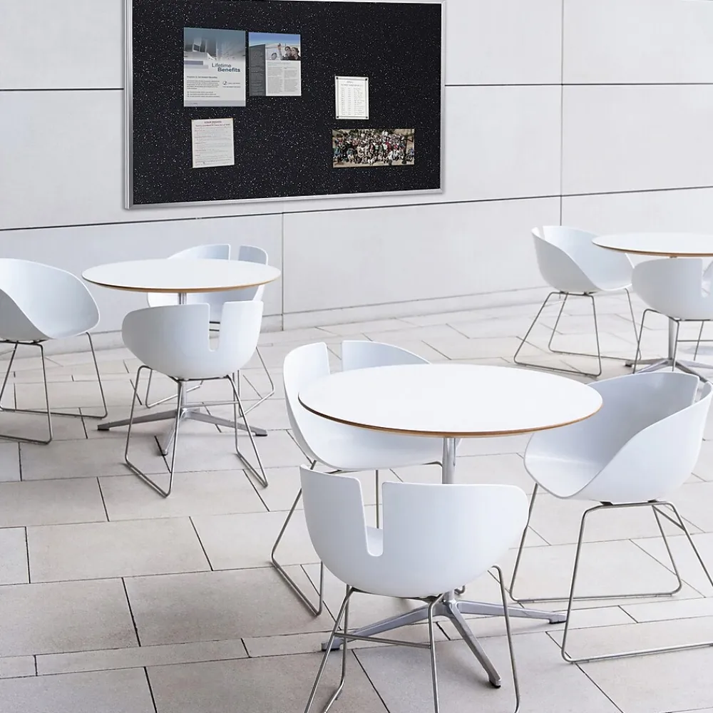 Bulletin*Ghent 3' H x 4' W Recycled Bulletin Board with Aluminum Frame, Confetti (ATR34-CF)