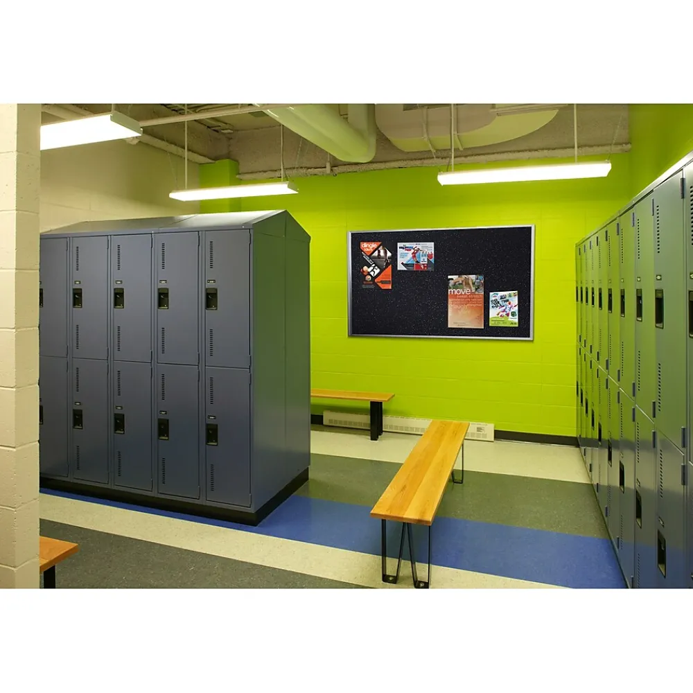 Bulletin*Ghent 3' H x 4' W Recycled Bulletin Board with Aluminum Frame, Confetti (ATR34-CF)