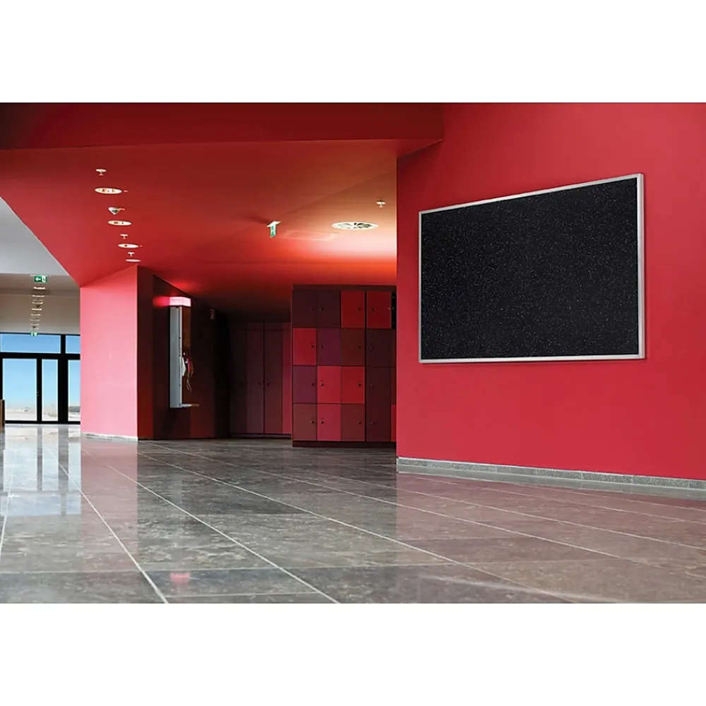 Bulletin*Ghent 4' H x 6' W Recycled Bulletin Board with Aluminum Frame, Black (ATR46-BK)