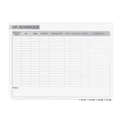 Dry Erase*Ghent Aria OR Schedule Magnetic Glass Dry-Erase Whiteboard, 4'H x 8'W (GRPARIASM13S-48)