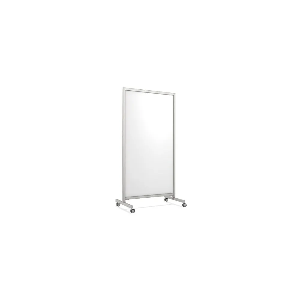 Dry Erase*Ghent EZ Mobile Glass Dry-Erase Whiteboard, Aluminum Frame, 75"H x 38"W (EZ1NA7538WH)