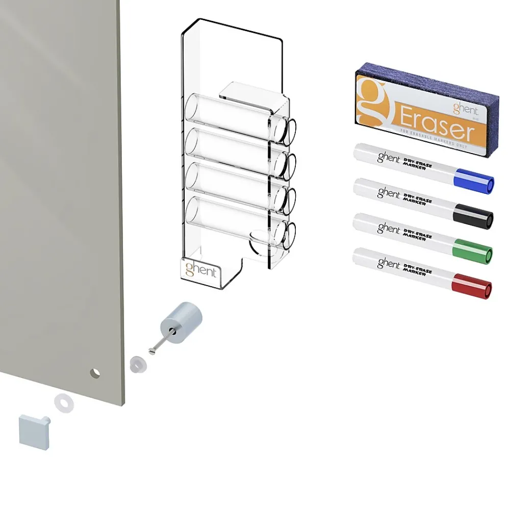 Dry Erase*Ghent Harmony 4'H x 6'W Glass Whiteboard with Square Corners, Gray (HMYSN46GY)