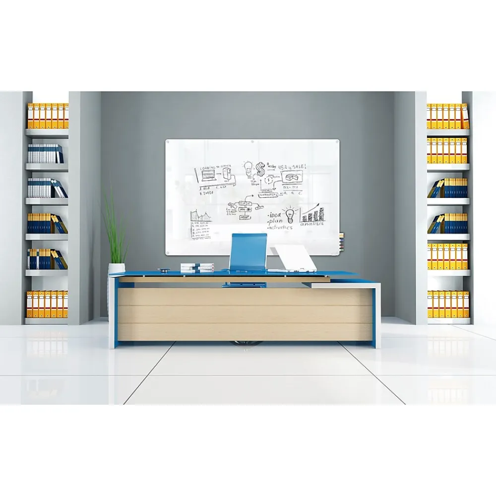 Dry Erase*Ghent Harmony 4'H x 5'W Magnetic Glass Whiteboard with Radius Corners, White (HMYRM45WH)