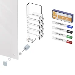 Dry Erase*Ghent Harmony Magnetic Glass Whiteboard with Square Corners, 4'H x 5'W, White (HMYSM45WH)