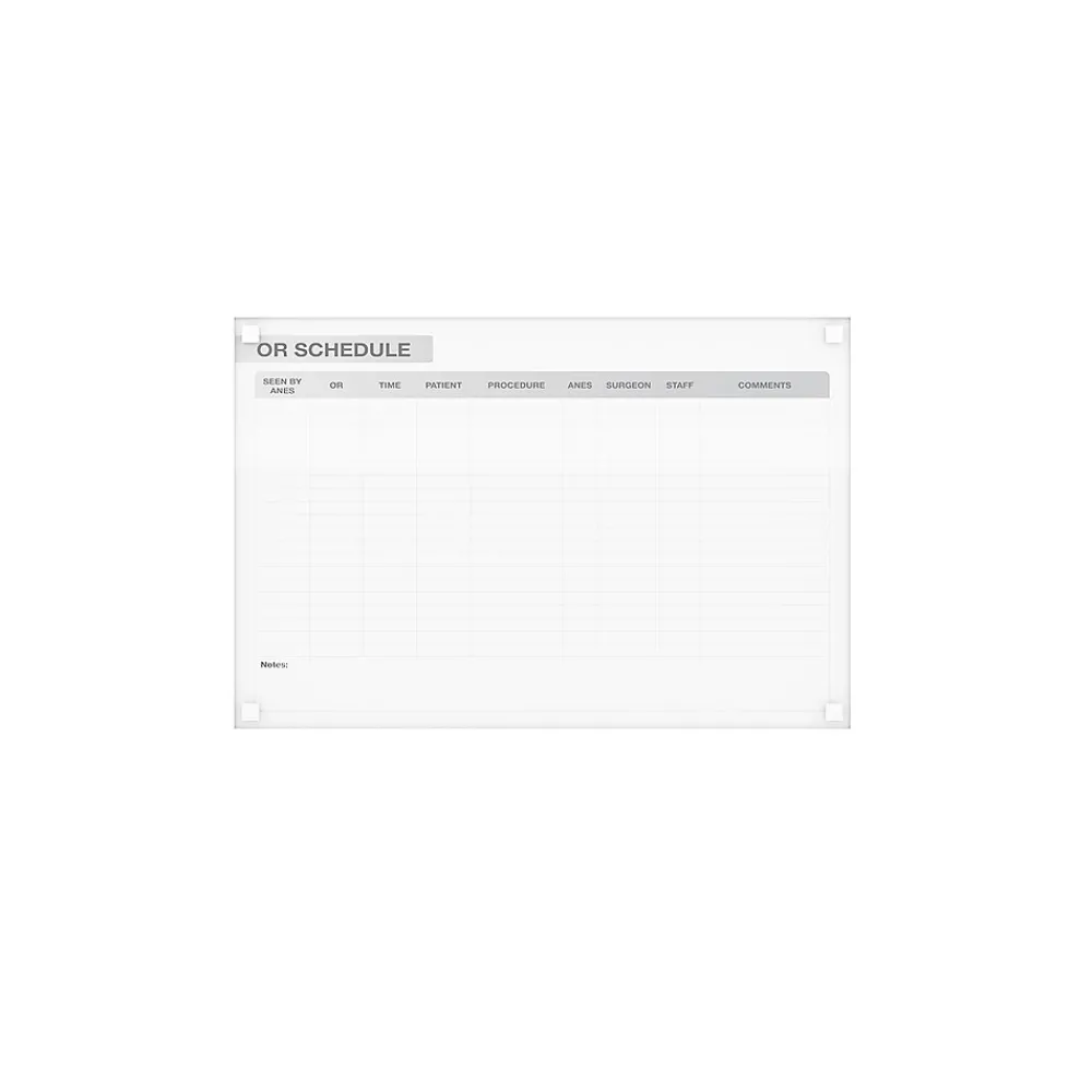 Dry Erase*Ghent Harmony OR Schedule Magnetic Glass Dry-Erase Whiteboard, 4'H x 6'W (GRPHMYSM13S-46)