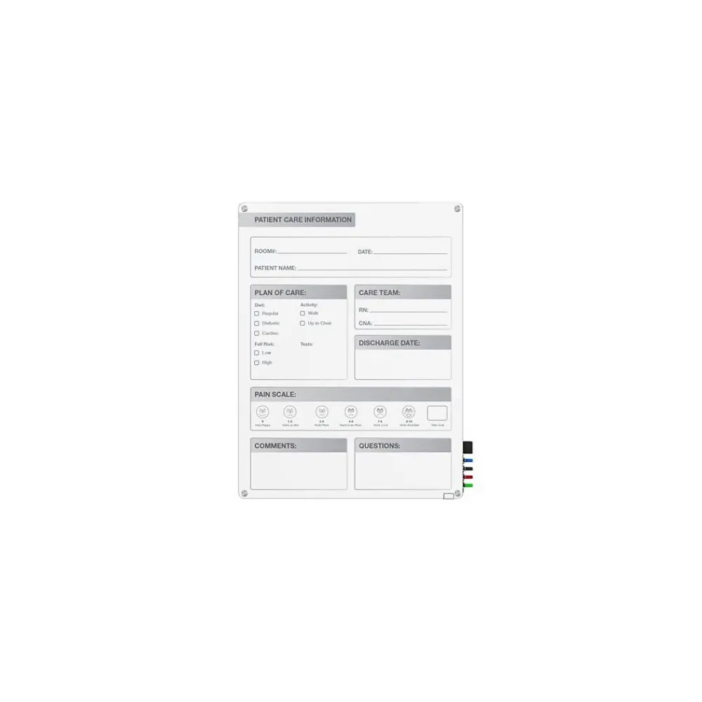 Dry Erase*Ghent Harmony Patient Room Glass Dry-Erase Whiteboard, 3'H x 2'W (GRPHMYRN11P-23)