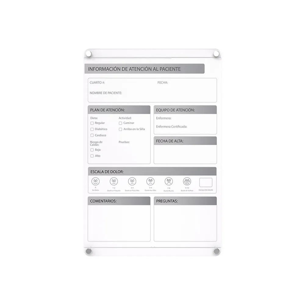 Dry Erase*Ghent Slide Changeable Patient Room Glass Dry-Erase Whiteboard, 36"H x 24" W (GRPHMYRNFM11P-23-12V)