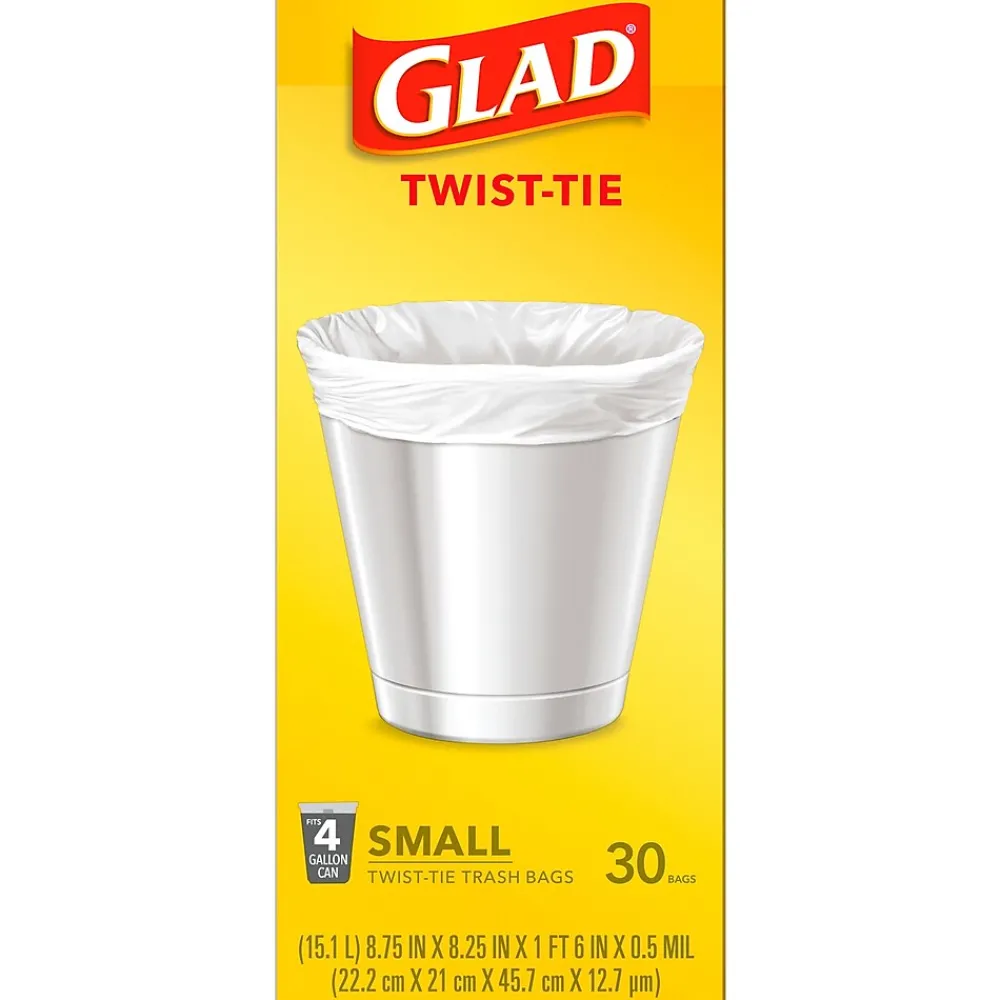 4 Gallon Kitchen Trash Bags, 30/Box (78817)<Glad New