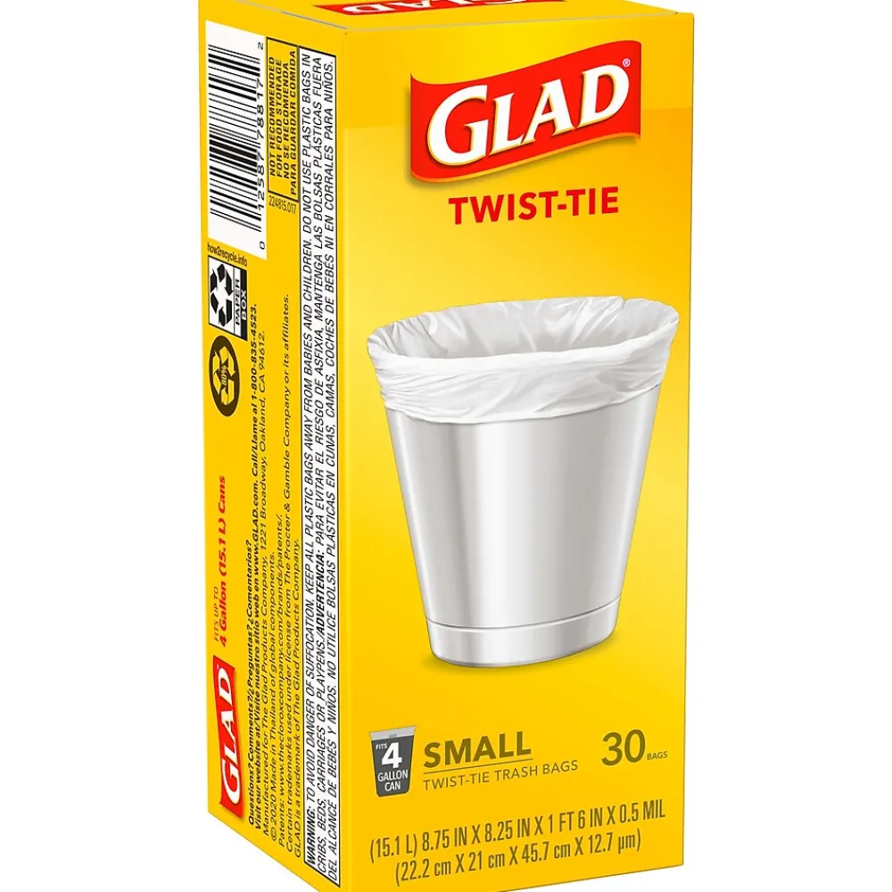 4 Gallon Kitchen Trash Bags, 30/Box (78817)<Glad New