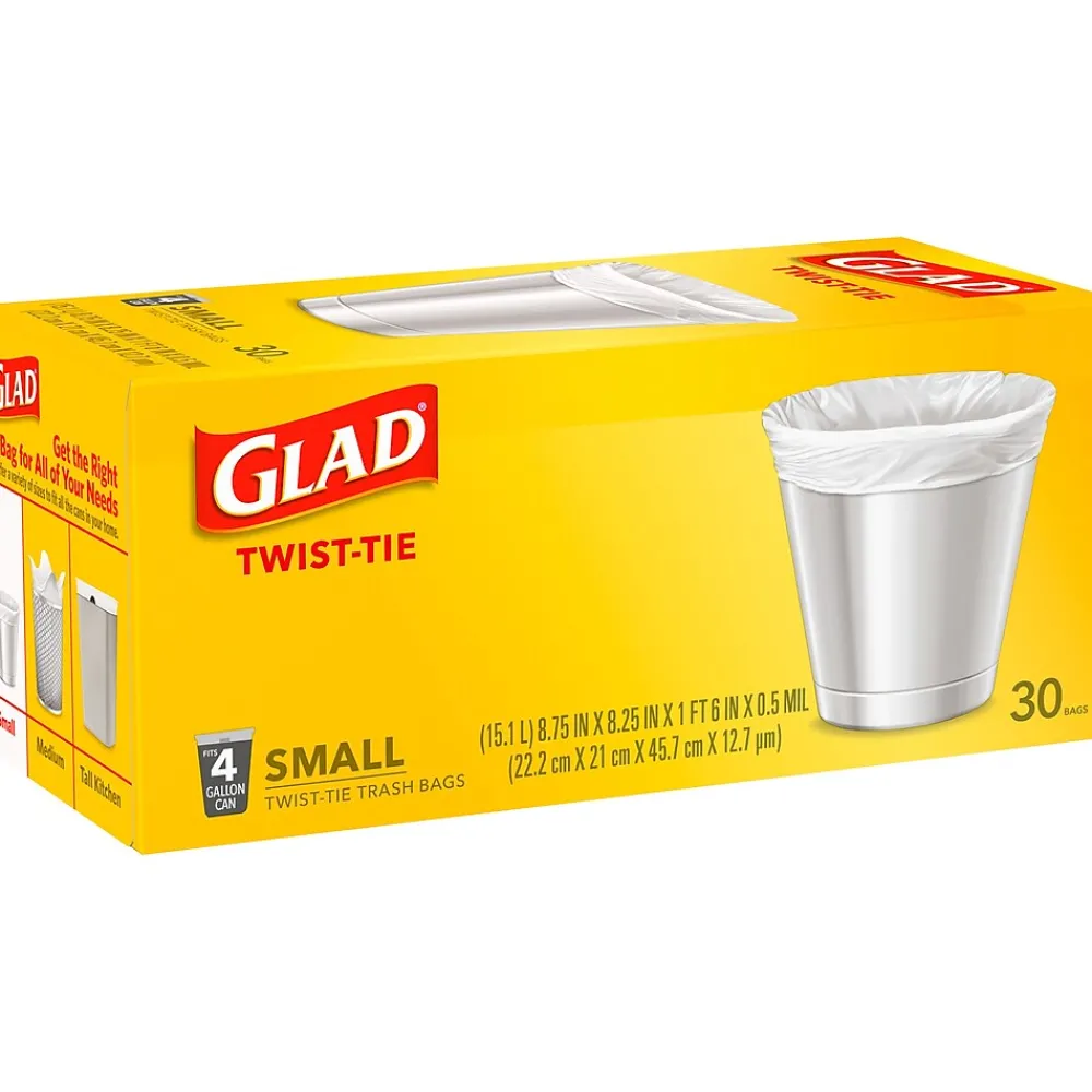 4 Gallon Kitchen Trash Bags, 30/Box (78817)<Glad New