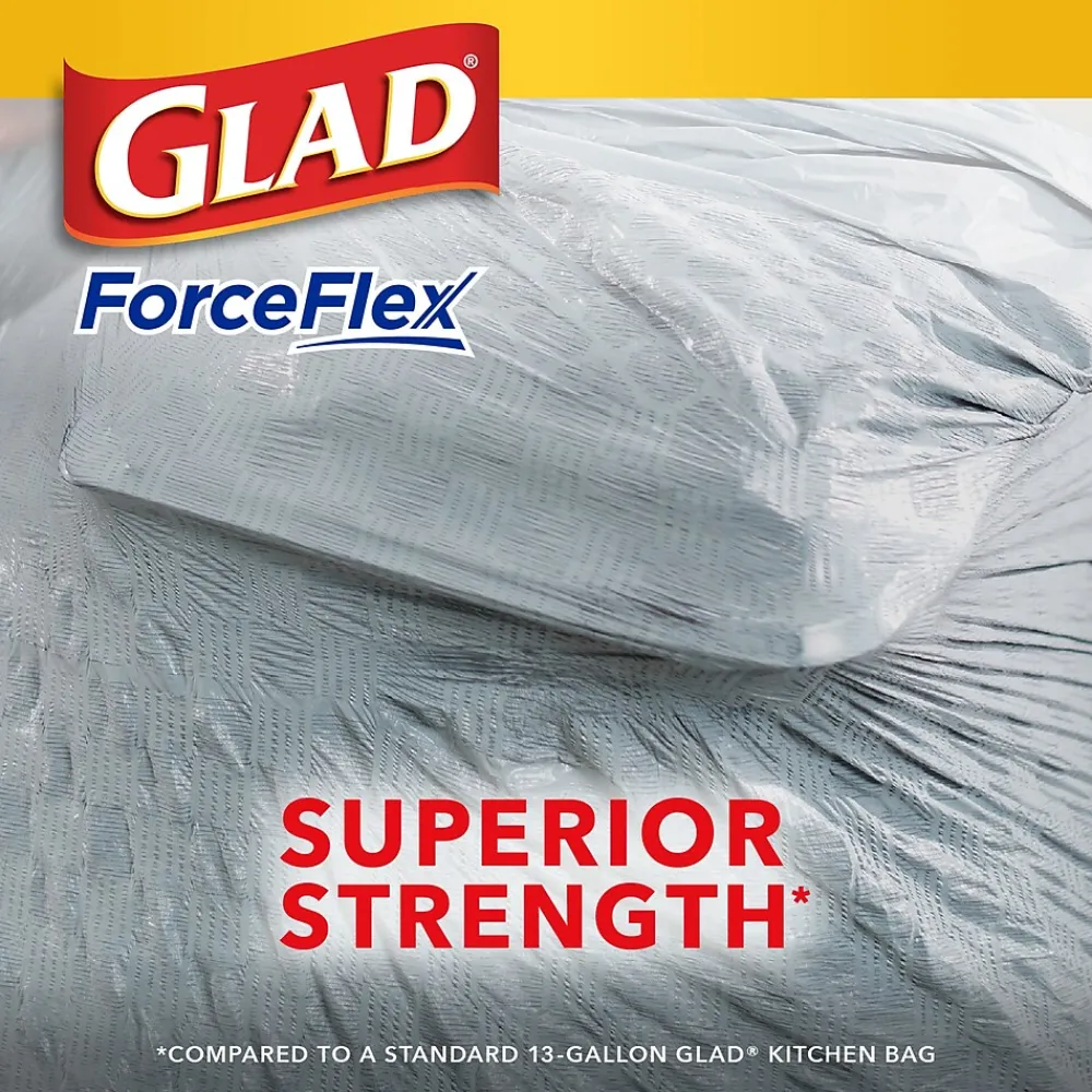ForceFlex OdorShield 13 Gallon Kitchen Trash Bag, 23.75" x 25.4", Low Density, 0.72 mil, Gray, 120 Bags/Box (79158)<Glad Outlet