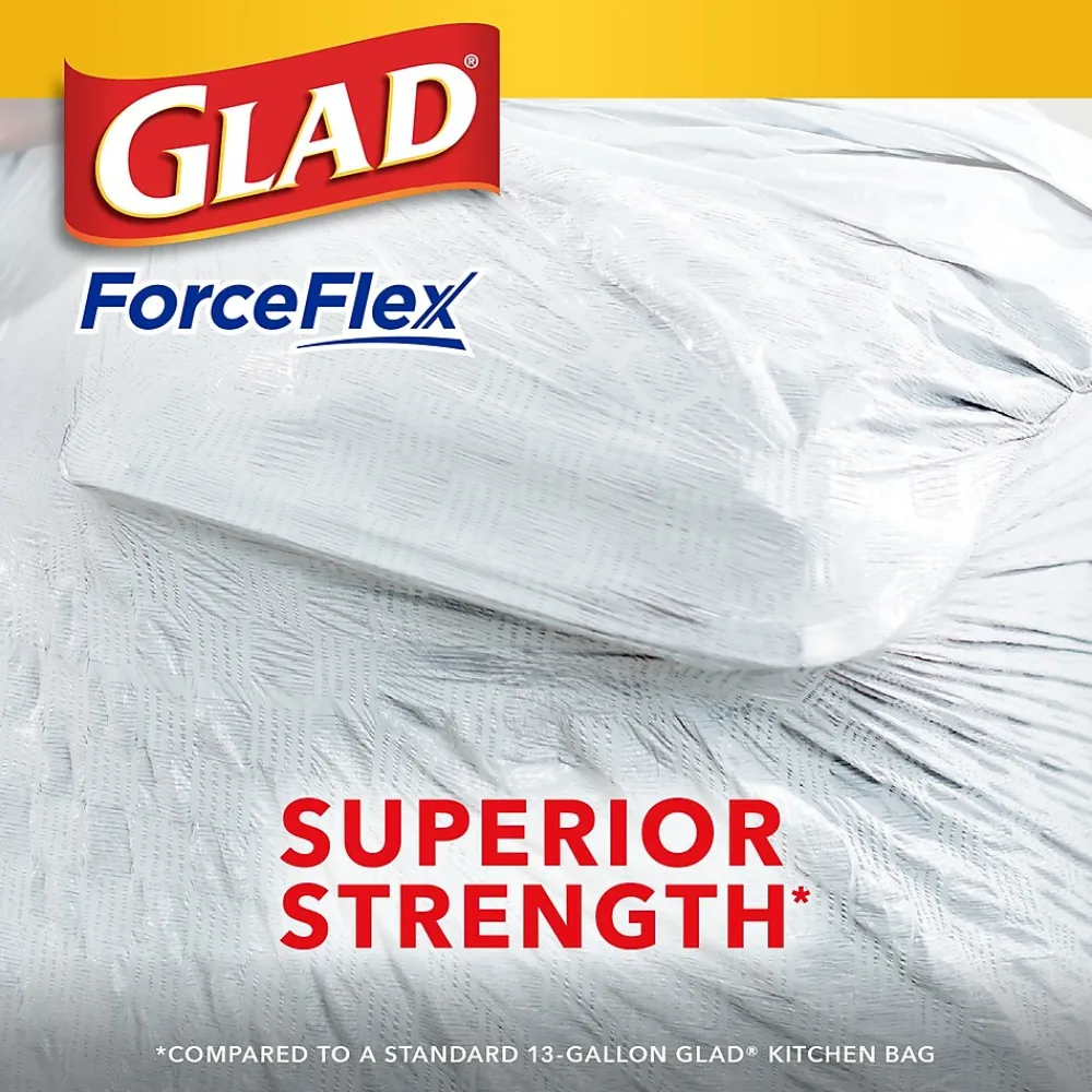 ForceFlex Tall 13 Gallon Kitchen Drawstring Trash Bags, White, 120/Box (78939)<Glad Best