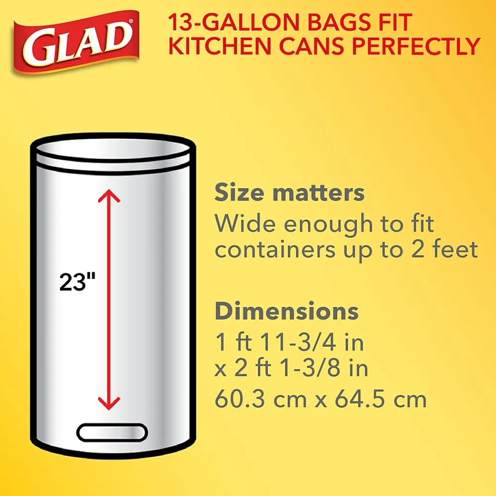 ForceFlex Tall 13 Gallon Kitchen Drawstring Trash Bags, White, 120/Box (78939)<Glad Best