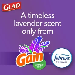 ForceFlex Tall Kitchen Drawstring Trash Bags, 13 Gallon, Gain Lavender with Febreze Freshness, 80 Count (78533)<Glad Outlet