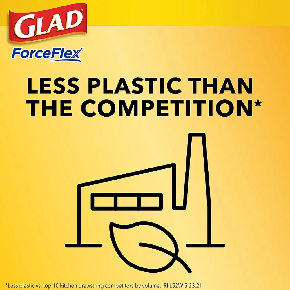 ForceFlex Tall Kitchen Drawstring Trash Bags, 13 Gallon, Fresh Clean scent with Febreze Freshness, 80/Box(78534)<Glad Best