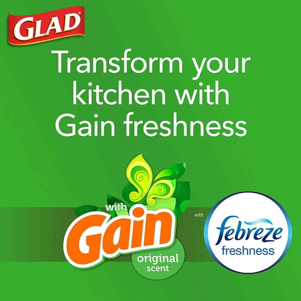 ForceFlex Tall Kitchen Drawstring Trash Bags, 13 Gallon, White, Gain Original scent, 80/Box (78750)<Glad Online