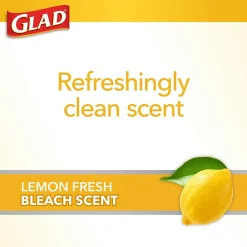 Medium Drawstring Trash Bags with Clorox, 8 Gallon, Grey, Lemon Fresh Bleach Scent, 26/Box(79316)<Glad Sale