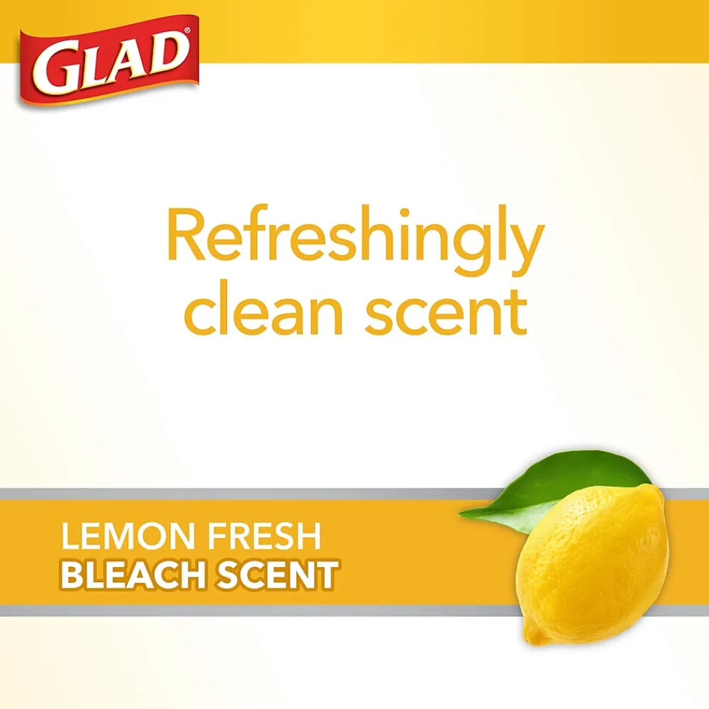 Medium Drawstring Trash Bags with Clorox, 8 Gallon, Grey, Lemon Fresh Bleach Scent, 26/Box(79316)<Glad Sale