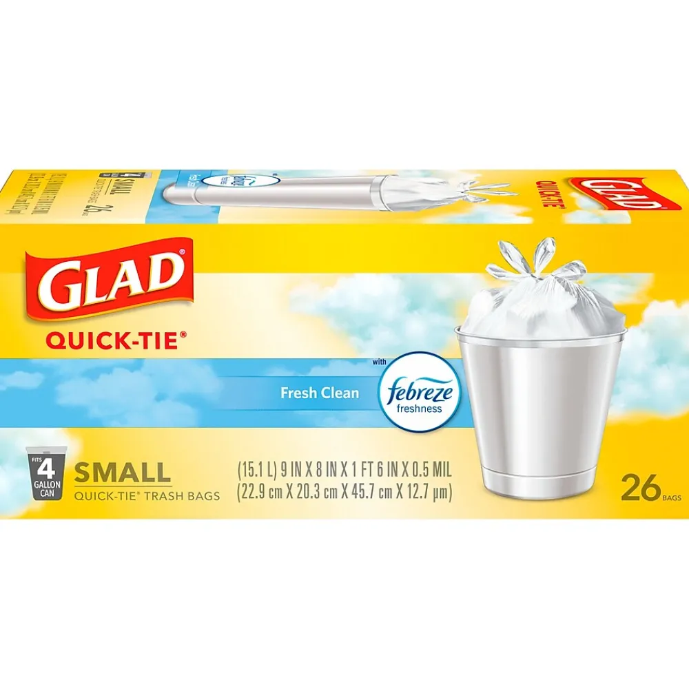 OdorShield 4 Gallon Kitchen Trash Bags,Fresh Clean, 26/Box (78812)<Glad Discount