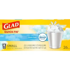 OdorShield 4 Gallon Kitchen Trash Bags,Fresh Clean, 26/Box (78812)<Glad Discount