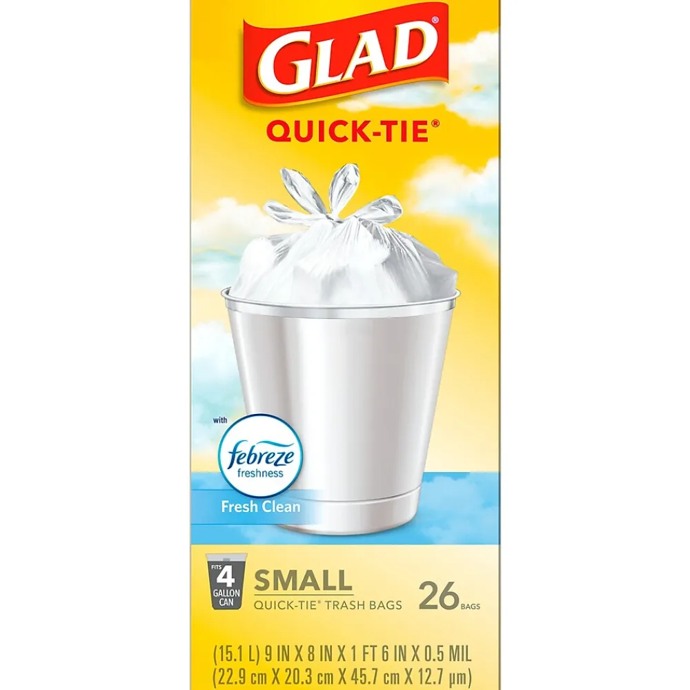 OdorShield 4 Gallon Kitchen Trash Bags,Fresh Clean, 26/Box (78812)<Glad Discount