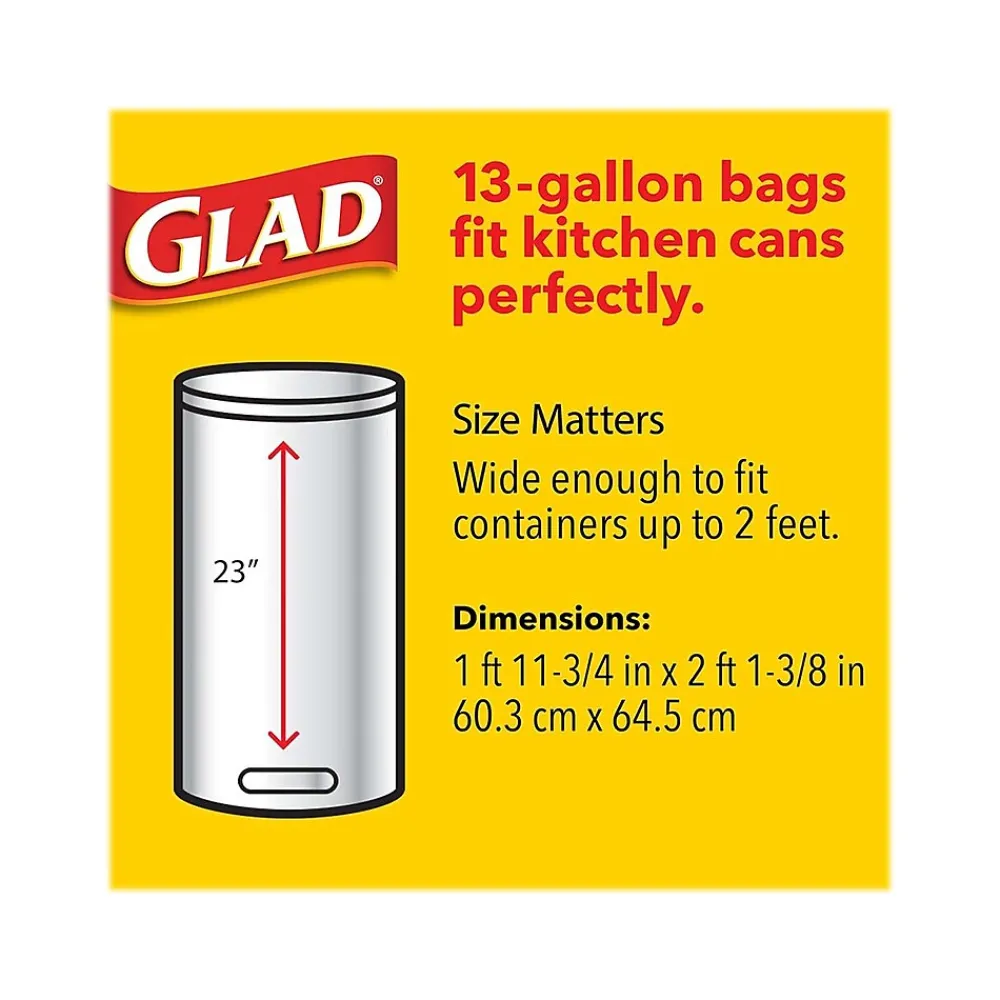 Quick-Tie 13-Gallon Tall Kitchen Trash Bag, 23.75" x 28", 0.66 Mil, White, 80 Bags/Box (60034)<Glad Discount