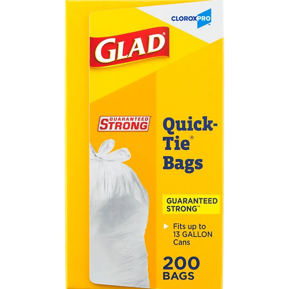 Quick-Tie Tall Kitchen Trash Bags, 13 Gallon, 200/Box (15931)<Glad Online
