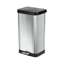 Stainless Steel Step Trash Can, 20-Gallon, Stainless Steel/Black (GLD-74507)<Glad Best