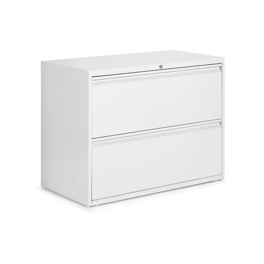 File Cabinets*Global 9300 Plus Series 2-Drawer Lateral File Cabinet, Locking, Letter/Legal, Designer White, 36" (TD9336P-2F1H-DWT)
