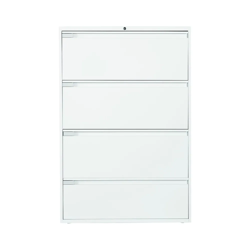 File Cabinets*Global 9300 Plus Series 4-Drawer Lateral File Cabinet, Locking, Letter/Legal, Designer White, 36" (TD9336P4F1HDWT)