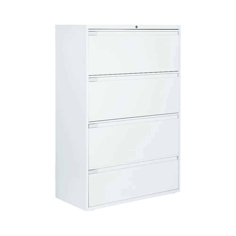 File Cabinets*Global 9300 Plus Series 4-Drawer Lateral File Cabinet, Locking, Letter/Legal, Designer White, 36" (TD9336P4F1HDWT)