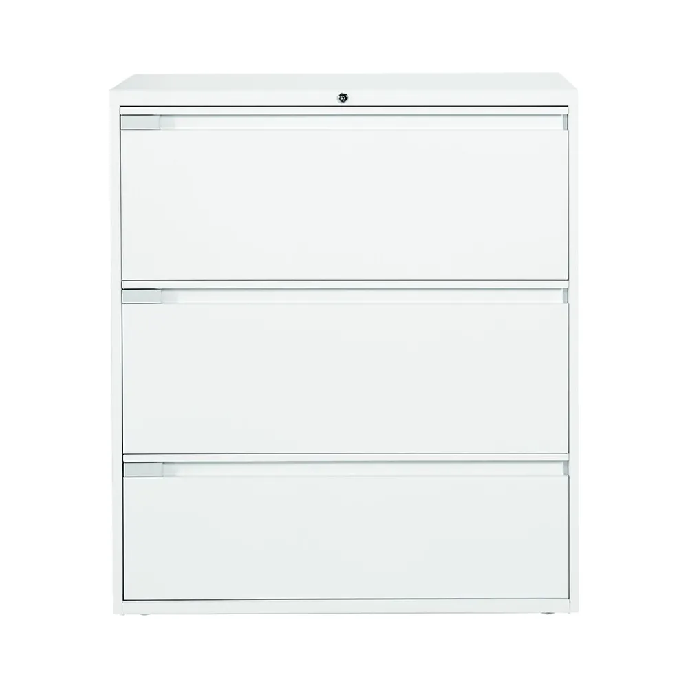 File Cabinets*Global 9300 Plus Series 3-Drawer Lateral File Cabinet, Locking, Letter/Legal, Designer White, 36" (TD9336P3F1HDWT)