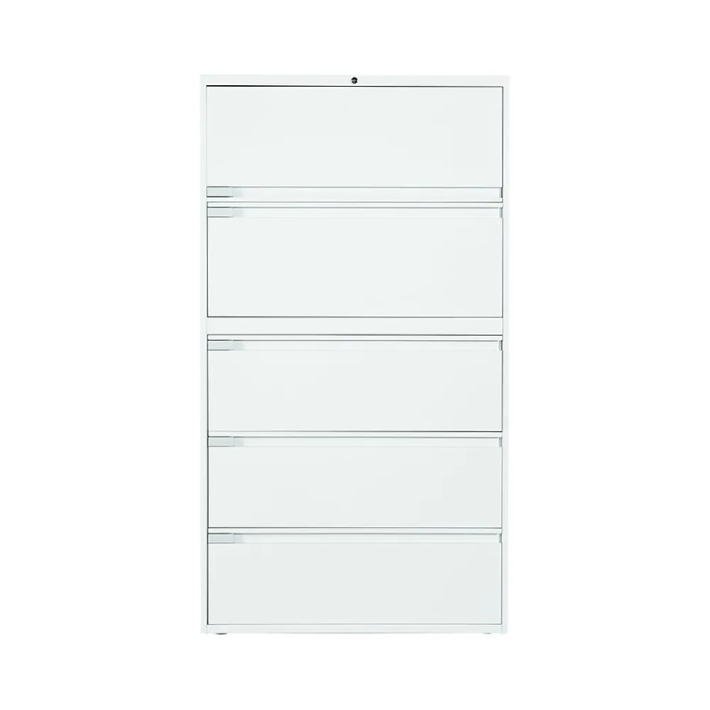 File Cabinets*Global 9300 Plus Series 5-Drawer Lateral File Cabinet, Locking, Letter/Legal, Designer White, 36" (TD9336P5F1HDWT)