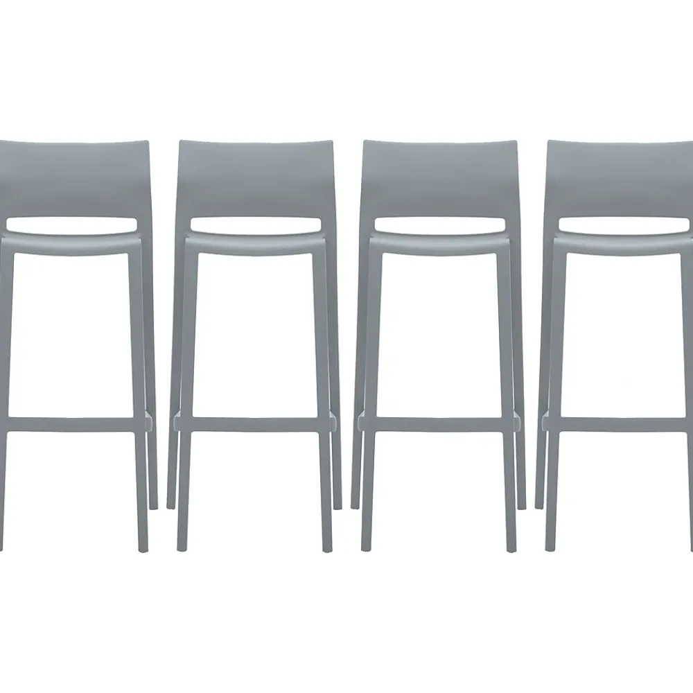 Folding & Stacking*Global Bakhita Plastic Armless Bar Chair, Alloy, 4/Carton (6754ALY)