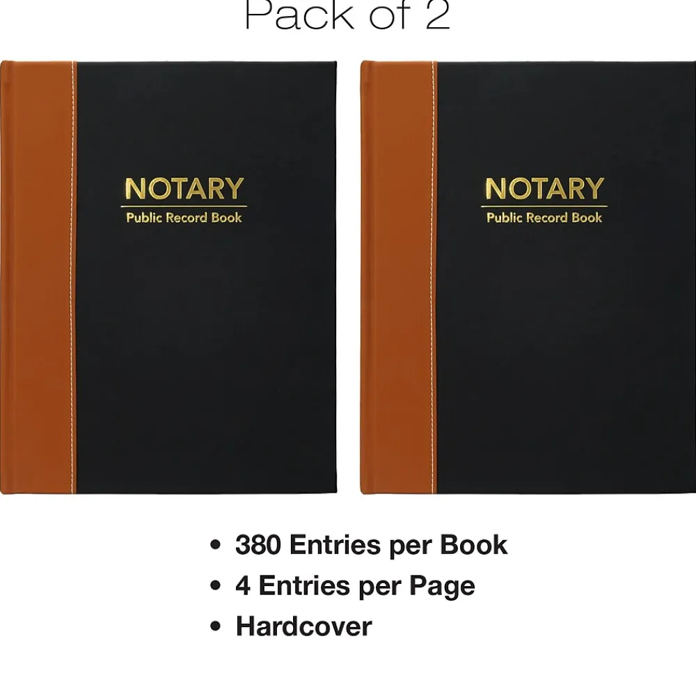 Accounting & Record Journals*Global Printed Products Notary Public Record Book, 8.5" x 11", Black/Tan (GPP-0094-A)