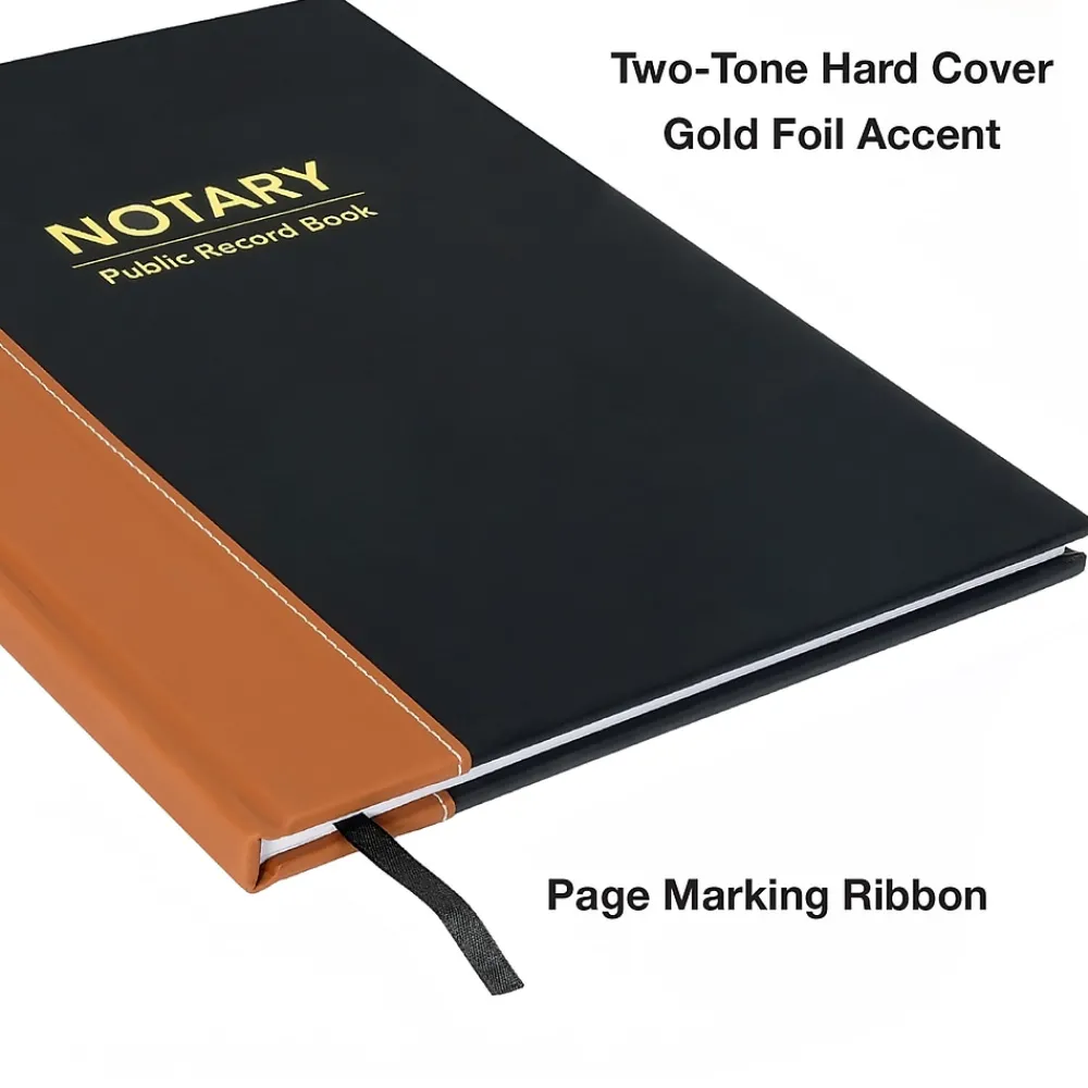 Accounting & Record Journals*Global Printed Products Notary Public Record Book, 8.5" x 11", Black/Tan (GPP-0094-A)
